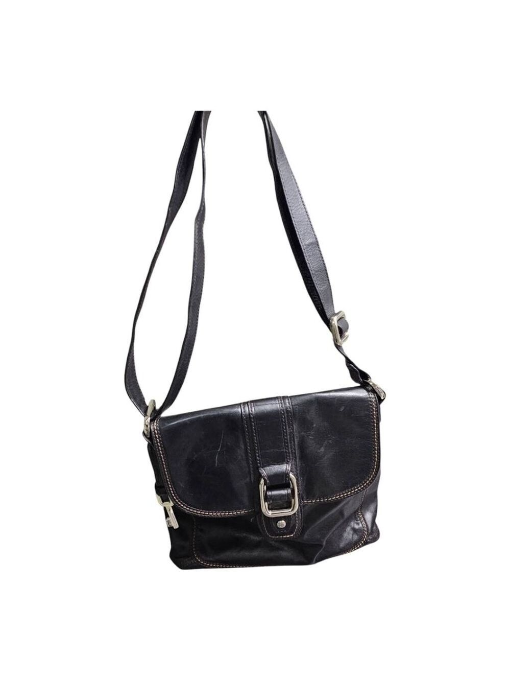 Women's Vintage Fossil Leather Crossbody Bag Black - Picture 9 of 16